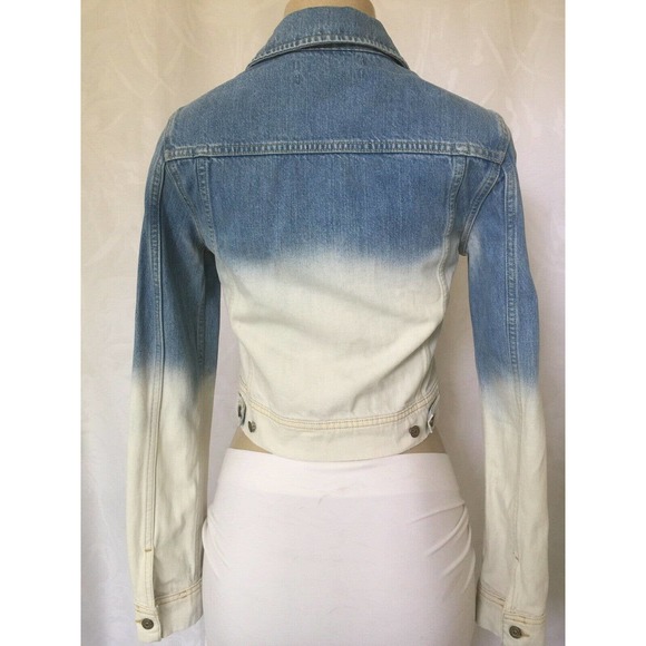 Maison Scotch Denim Jacket Ombre Crop Zip Blue 1 S - Picture 6 of 10
